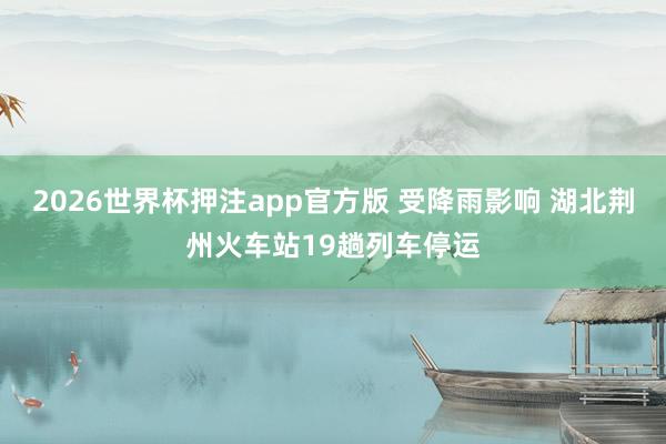 2026世界杯押注app官方版 受降雨影响 湖北荆州火车站19趟列车停运