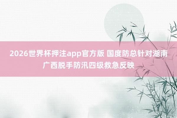 2026世界杯押注app官方版 国度防总针对湖南广西脱手防汛四级救急反映