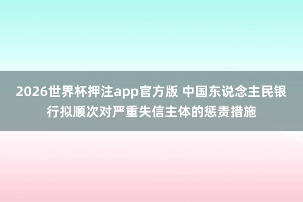2026世界杯押注app官方版 中国东说念主民银行拟顺次对严重失信主体的惩责措施
