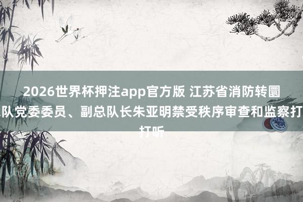 2026世界杯押注app官方版 江苏省消防转圜总队党委委员、副总队长朱亚明禁受秩序审查和监察打听