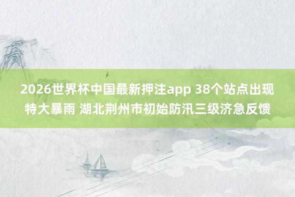 2026世界杯中国最新押注app 38个站点出现特大暴雨 湖北荆州市初始防汛三级济急反馈