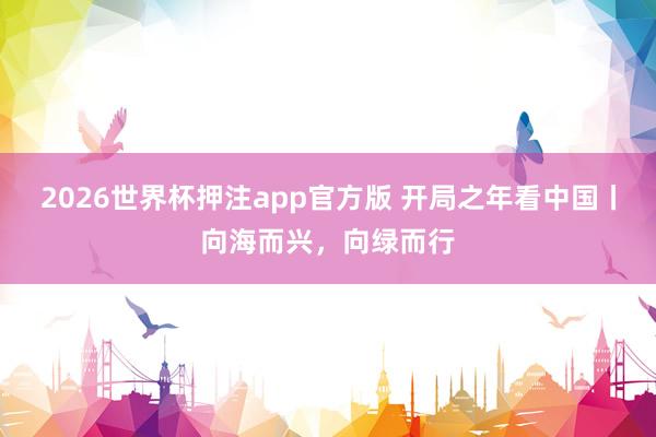 2026世界杯押注app官方版 开局之年看中国丨向海而兴,向绿而行