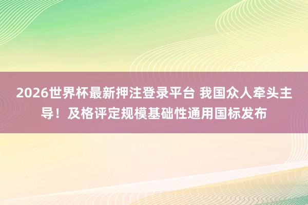 2026世界杯最新押注登录平台 我国众人牵头主导!及格评定规模基础性通用国标发布