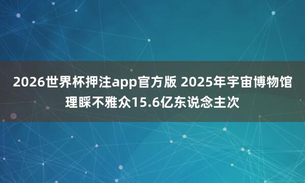 2026世界杯押注app官方版 2025年宇宙博物馆理睬不雅众15.6亿东说念主次