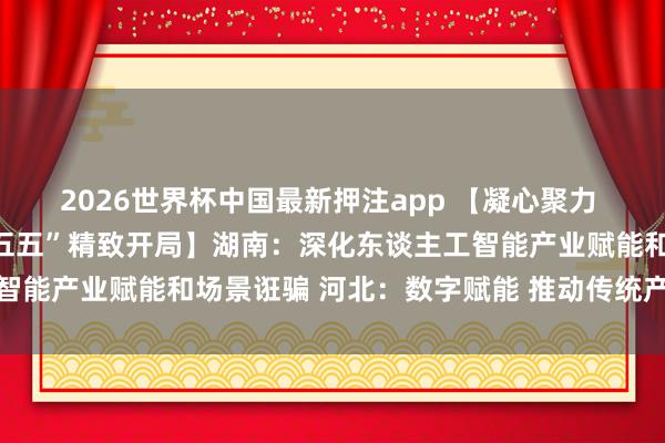 2026世界杯中国最新押注app 【凝心聚力 真执实干 奋发竣事“十五五”精致开局】湖南:深化东谈主工智能产业赋能和场景诳骗 河北:数字赋能 推动传统产业转型升级