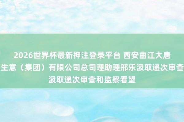 2026世界杯最新押注登录平台 西安曲江大唐不夜城文化生意(集团)有限公司总司理助理邢乐汲取递次审查和监察看望