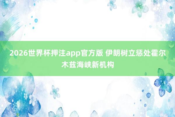 2026世界杯押注app官方版 伊朗树立惩处霍尔木兹海峡新机构