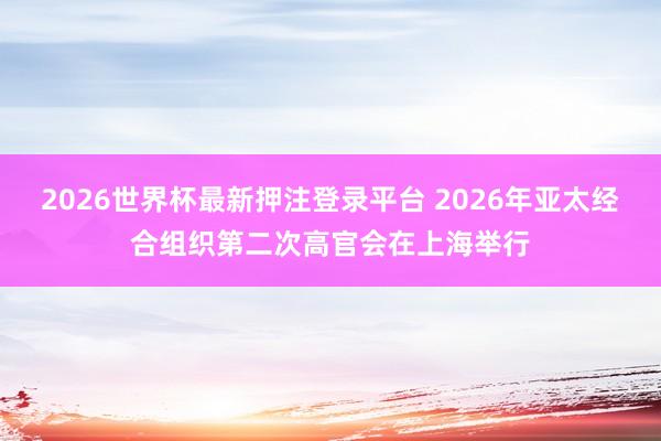 2026世界杯最新押注登录平台 2026年亚太经合组织第二次高官会在上海举行