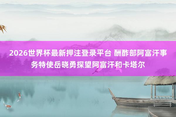 2026世界杯最新押注登录平台 酬酢部阿富汗事务特使岳晓勇探望阿富汗和卡塔尔