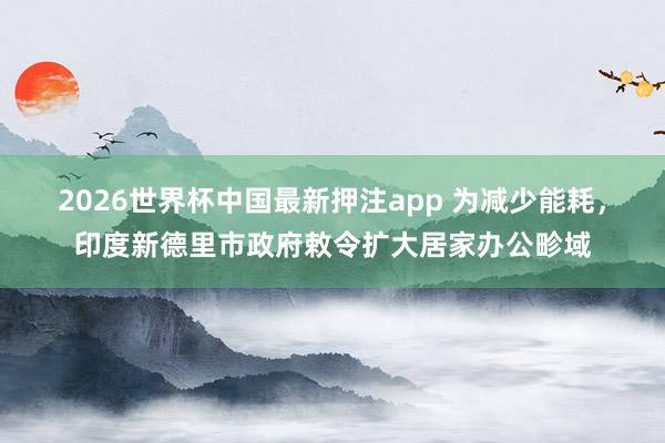 2026世界杯中国最新押注app 为减少能耗,印度新德里市政府敕令扩大居家办公畛域
