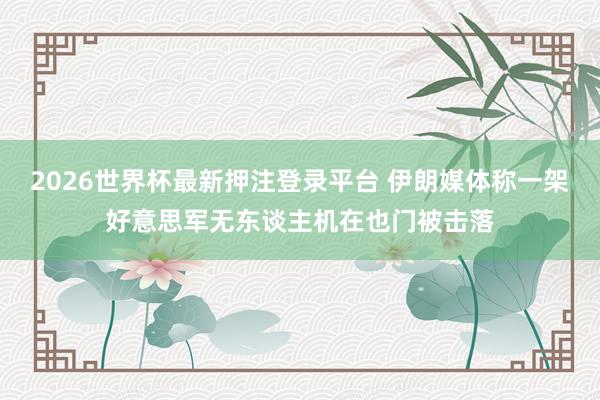 2026世界杯最新押注登录平台 伊朗媒体称一架好意思军无东谈主机在也门被击落