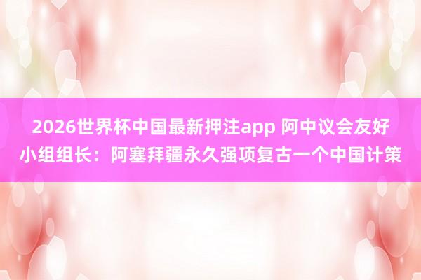 2026世界杯中国最新押注app 阿中议会友好小组组长:阿塞拜疆永久强项复古一个中国计策