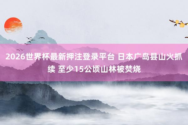 2026世界杯最新押注登录平台 日本广岛县山火抓续 至少15公顷山林被焚烧