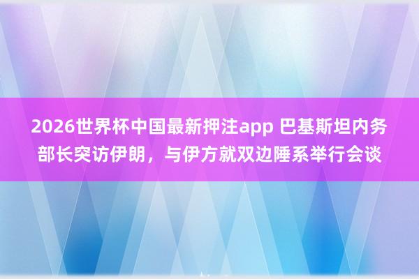 2026世界杯中国最新押注app 巴基斯坦内务部长突访伊朗,与伊方就双边陲系举行会谈