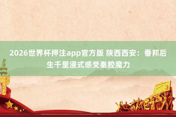 2026世界杯押注app官方版 陕西西安：番邦后生千里浸式感受秦腔魔力