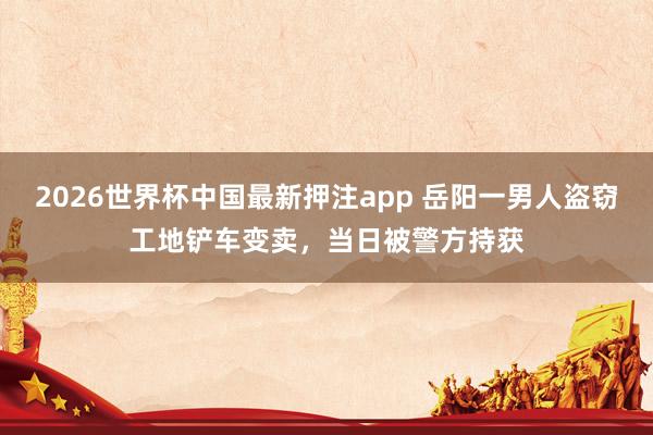 2026世界杯中国最新押注app 岳阳一男人盗窃工地铲车变卖，<a href=