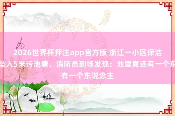 2026世界杯押注app官方版 浙江一小区保洁员失慎坠入5米污池塘，<a href=