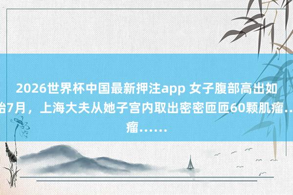2026世界杯中国最新押注app 女子腹部高出如怀胎7月,上海大夫从她子宫内取出密密匝匝60颗肌瘤……