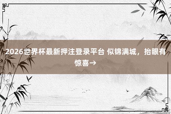2026世界杯最新押注登录平台 似锦满城,抬眼有惊喜→