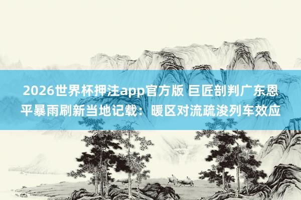 2026世界杯押注app官方版 巨匠剖判广东恩平暴雨刷新当地记载:暖区对流疏浚列车效应