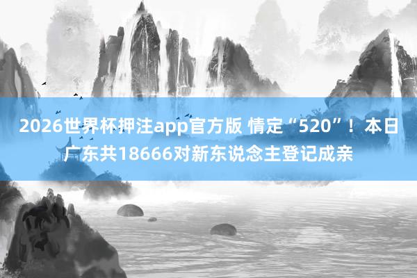 2026世界杯押注app官方版 情定“520”!本日广东共18666对新东说念主登记成亲