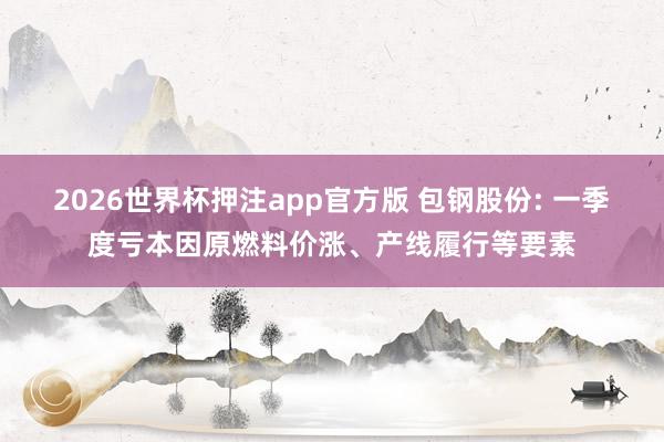 2026世界杯押注app官方版 包钢股份: 一季度亏本因原燃料价涨、产线履行等要素