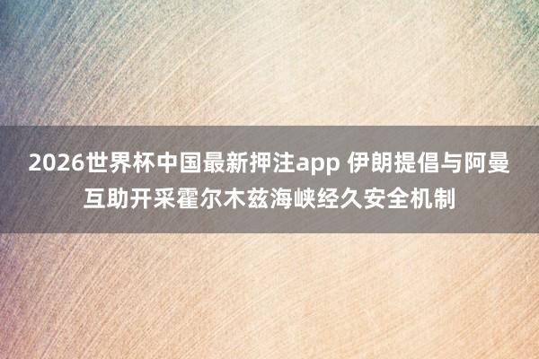 2026世界杯中国最新押注app 伊朗提倡与阿曼互助开采霍尔木兹海峡经久安全机制