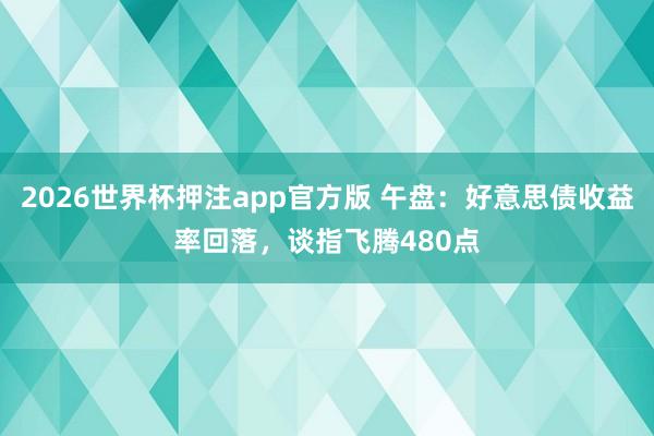 2026世界杯押注app官方版 午盘:好意思债收益率回落,谈指飞腾480点