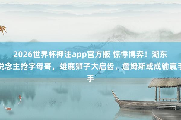 2026世界杯押注app官方版 惊悸博弈！湖东说念主抢字母哥，雄鹿狮子大启齿，詹姆斯或成输赢手
