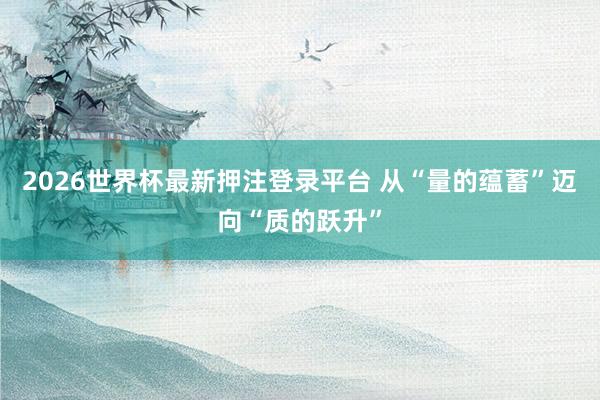 2026世界杯最新押注登录平台 从“量的蕴蓄”迈向“质的跃升”
