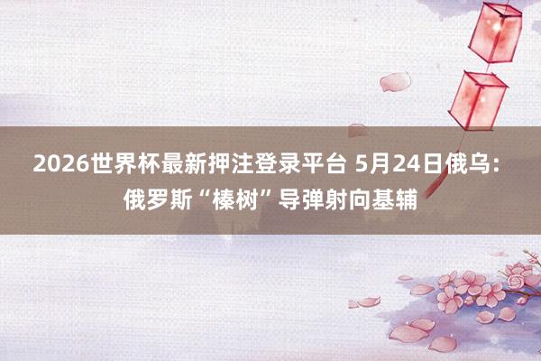 2026世界杯最新押注登录平台 5月24日俄乌: 俄罗斯“榛树”导弹射向基辅