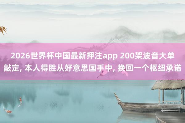 2026世界杯中国最新押注app 200架波音大单敲定， 本人得胜从好意思国手中， 换回一个枢纽承诺