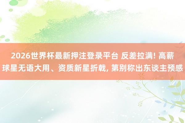 2026世界杯最新押注登录平台 反差拉满! 高薪球星无语大用、资质新星折戟, 第别称出东谈主预感