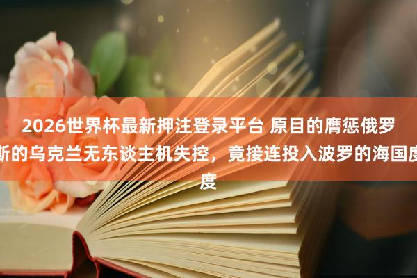 2026世界杯最新押注登录平台 原目的膺惩俄罗斯的乌克兰无东谈主机失控,竟接连投入波罗的海国度