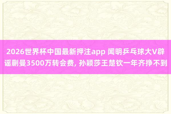 2026世界杯中国最新押注app 闻明乒乓球大V辟谣蒯曼3500万转会费， 孙颖莎王楚钦一年齐挣不到