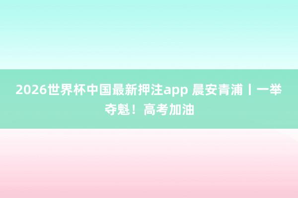 2026世界杯中国最新押注app 晨安青浦丨一举夺魁！高考加油