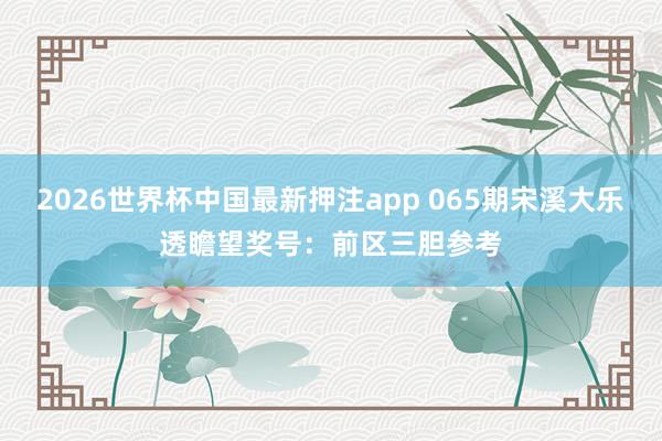 2026世界杯中国最新押注app 065期宋溪大乐透瞻望奖号:前区三胆参考