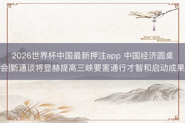 2026世界杯中国最新押注app 中国经济圆桌会|新通谈将显赫提高三峡要害通行才智和启动成果
