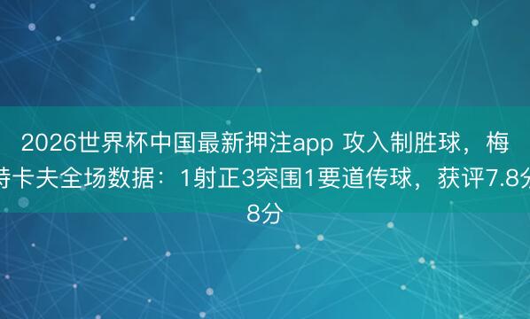 2026世界杯中国最新押注app 攻入制胜球,梅特卡夫全场数据:1射正3突围1要道传球,获评7.8分