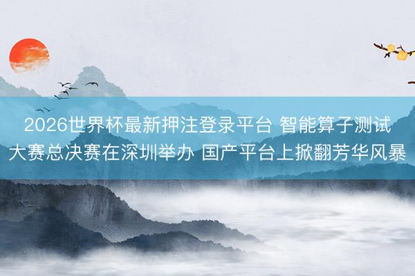 2026世界杯最新押注登录平台 智能算子测试大赛总决赛在深圳举办 国产平台上掀翻芳华风暴
