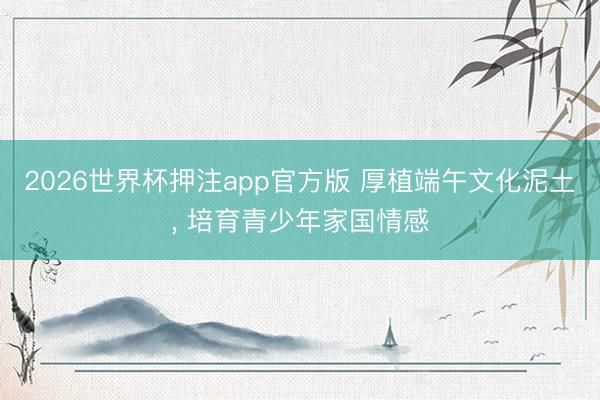 2026世界杯押注app官方版 厚植端午文化泥土, 培育青少年家国情感
